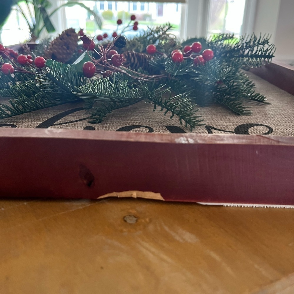 Kirkland’s Distressed Frame Burlap back Wreath wall hanging - Picture 11 of 11